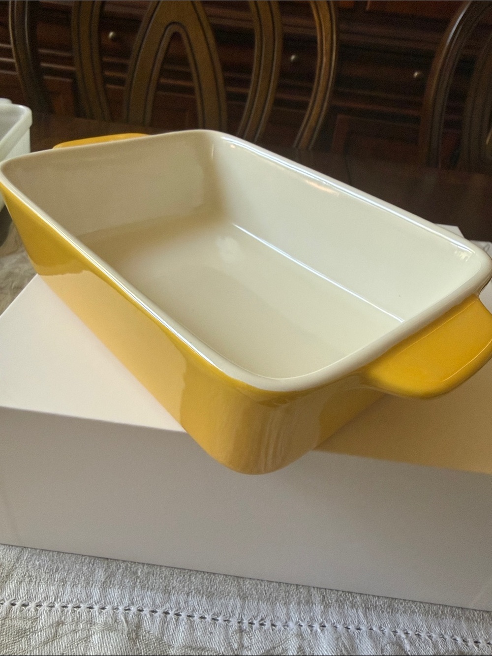 Crate&Barrel Yellow Ceramic Rectangular Baker Casserole dish stoneware